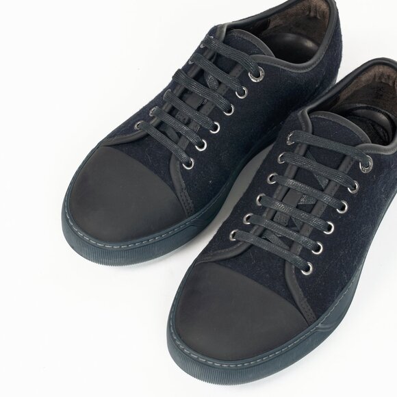 Lanvin Navy Felted Wool Low-Top Sneakers - Picture 6 of 10